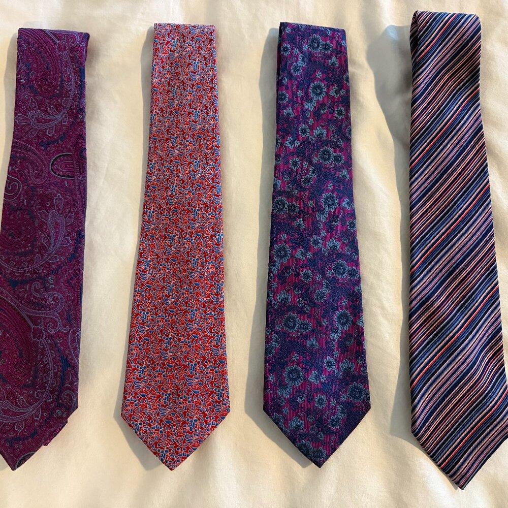 AMAZING LOT OF 4 MEN'S HANDMADE LIMITED EDITION TURNBULL & ASSER TIES - ITALY
